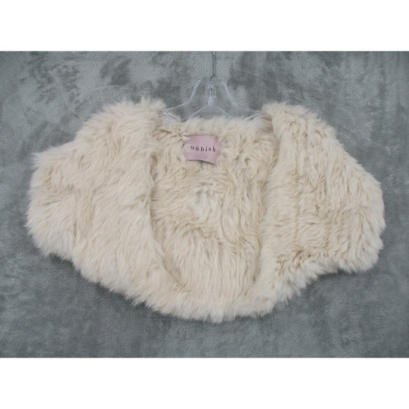 Bubish Luxe Bolero Womens Large Rabbit Fur Cropped Bridal Stretch Blush Pink New